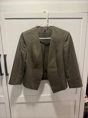 Express Olive Open-Front Blazer Jacket - Women's Size 10